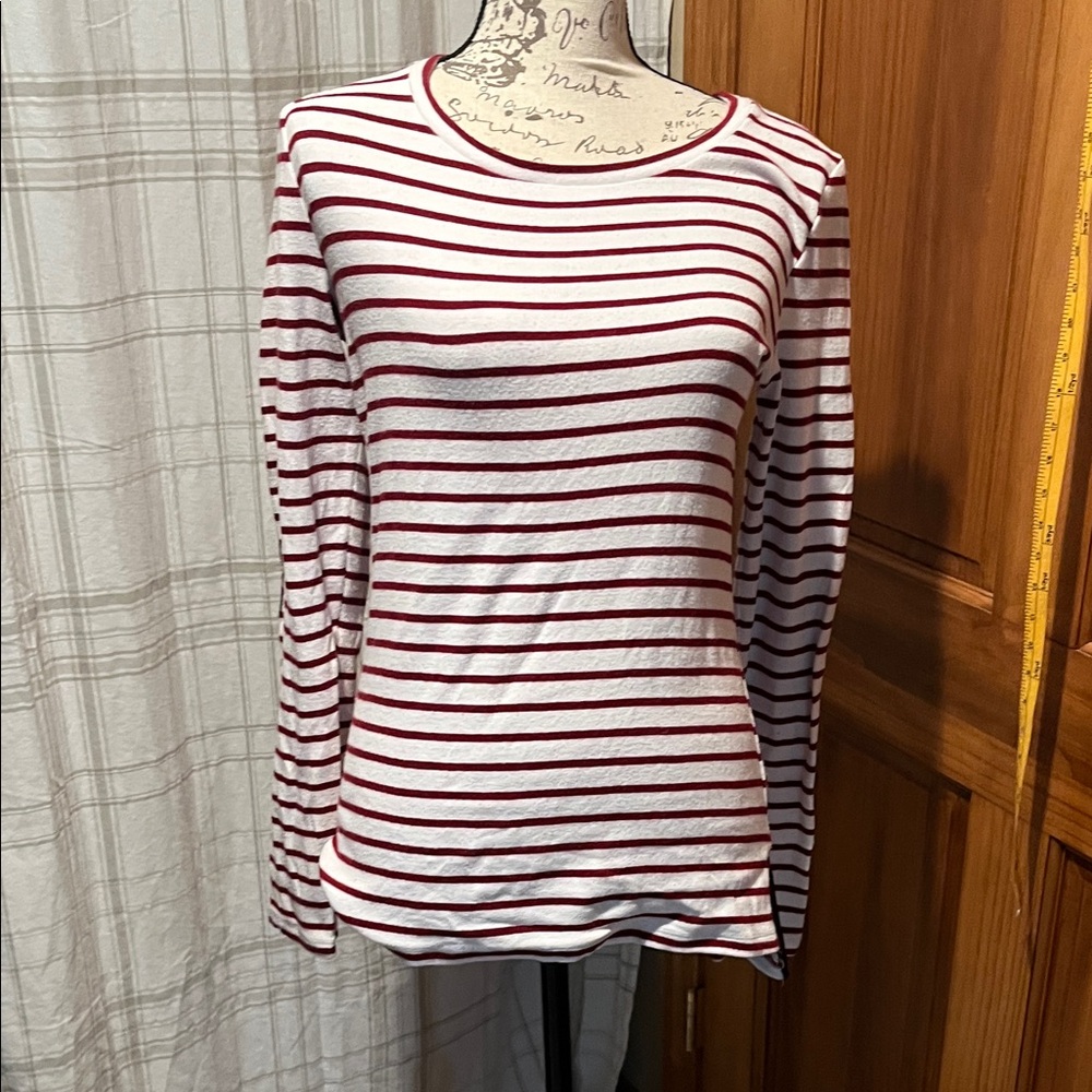 Pixley White & Red Striped Long-Sleeve Crewneck